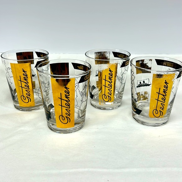 Mid Century Modern “Gestetner Company “ promotional set of 4 rock glasses - Picture 1 of 15